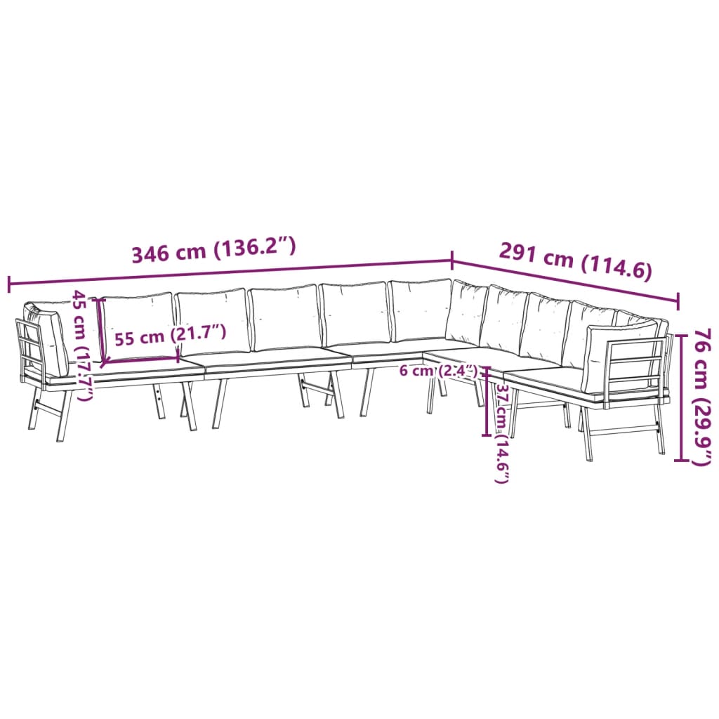 Garden benches with cushions 4 pcs black powder-coated steel