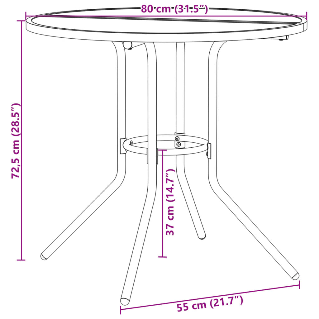 Stackable garden chair set, 3 pcs, anthracite, painted steel