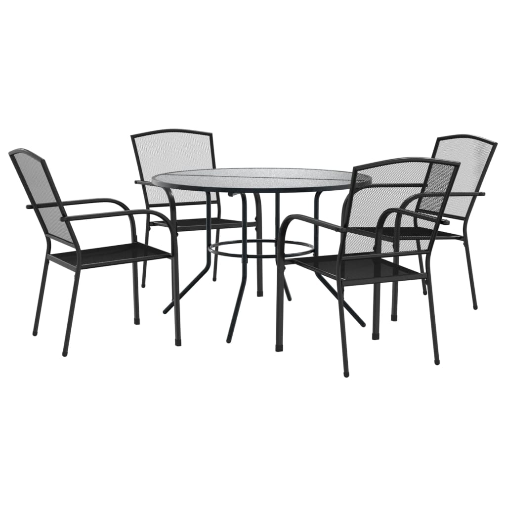 Stackable garden chair set, 5 pcs, anthracite, painted steel