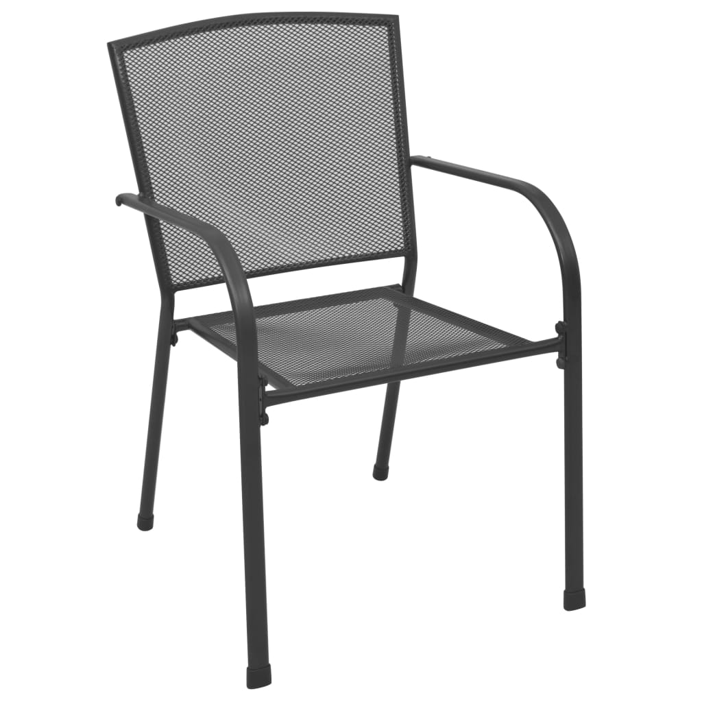 Stackable garden chair set, 5 pcs, anthracite, painted steel