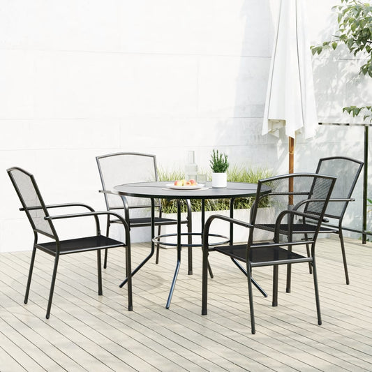 Stackable garden chair set, 5 pcs, anthracite, painted steel