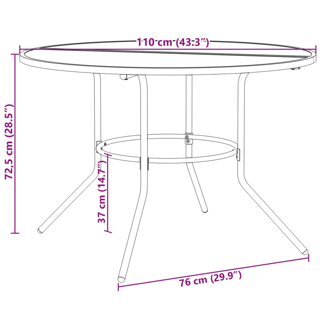 Stackable garden chair set, 7 pcs, anthracite, painted steel