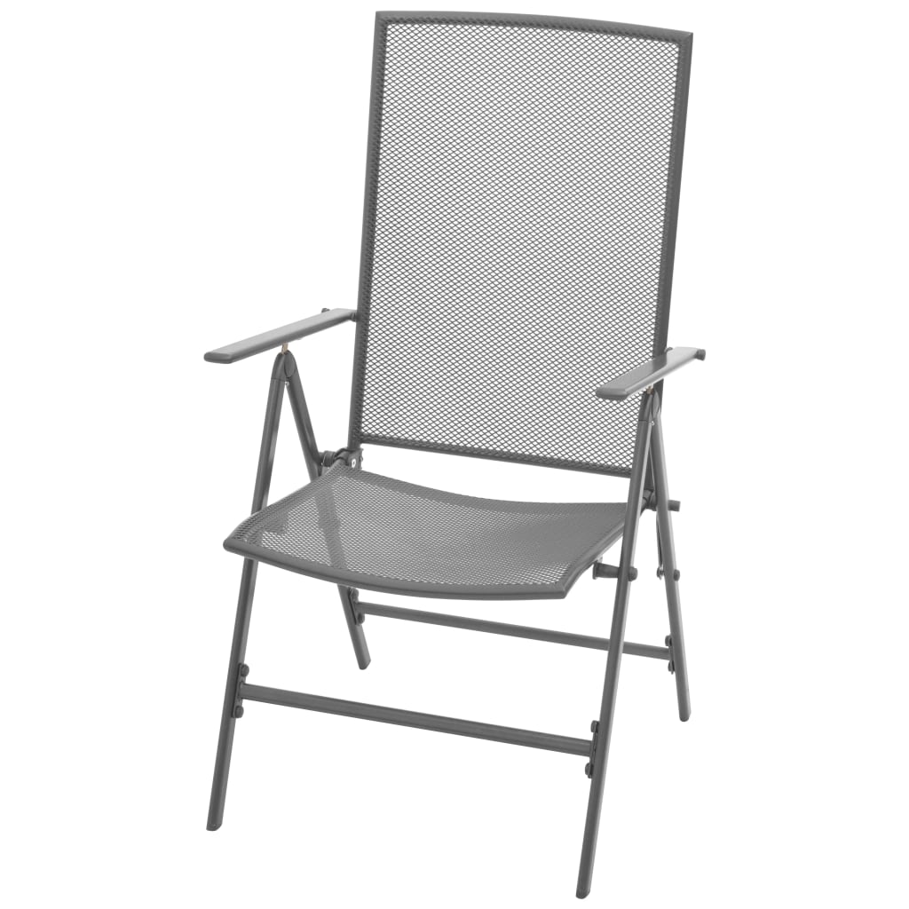 Set of 3 folding garden chairs, anthracite, painted steel