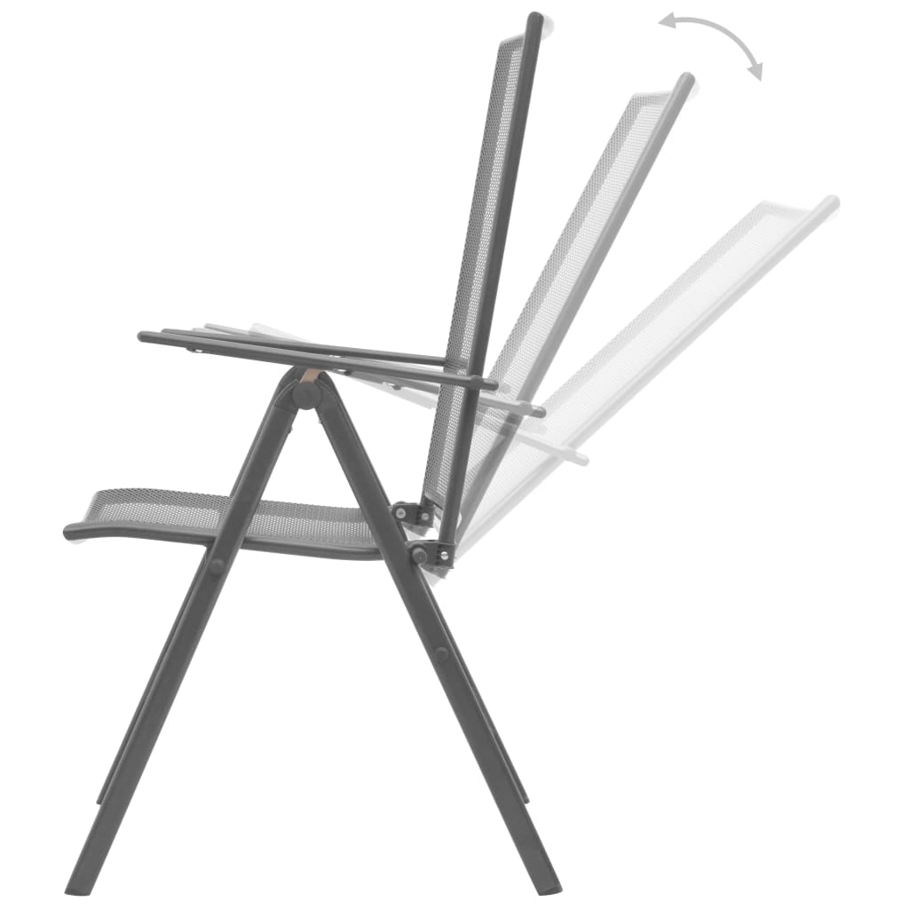 Set of 3 folding garden chairs, anthracite, painted steel