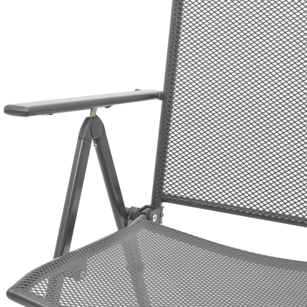 Set of 3 folding garden chairs, anthracite, painted steel