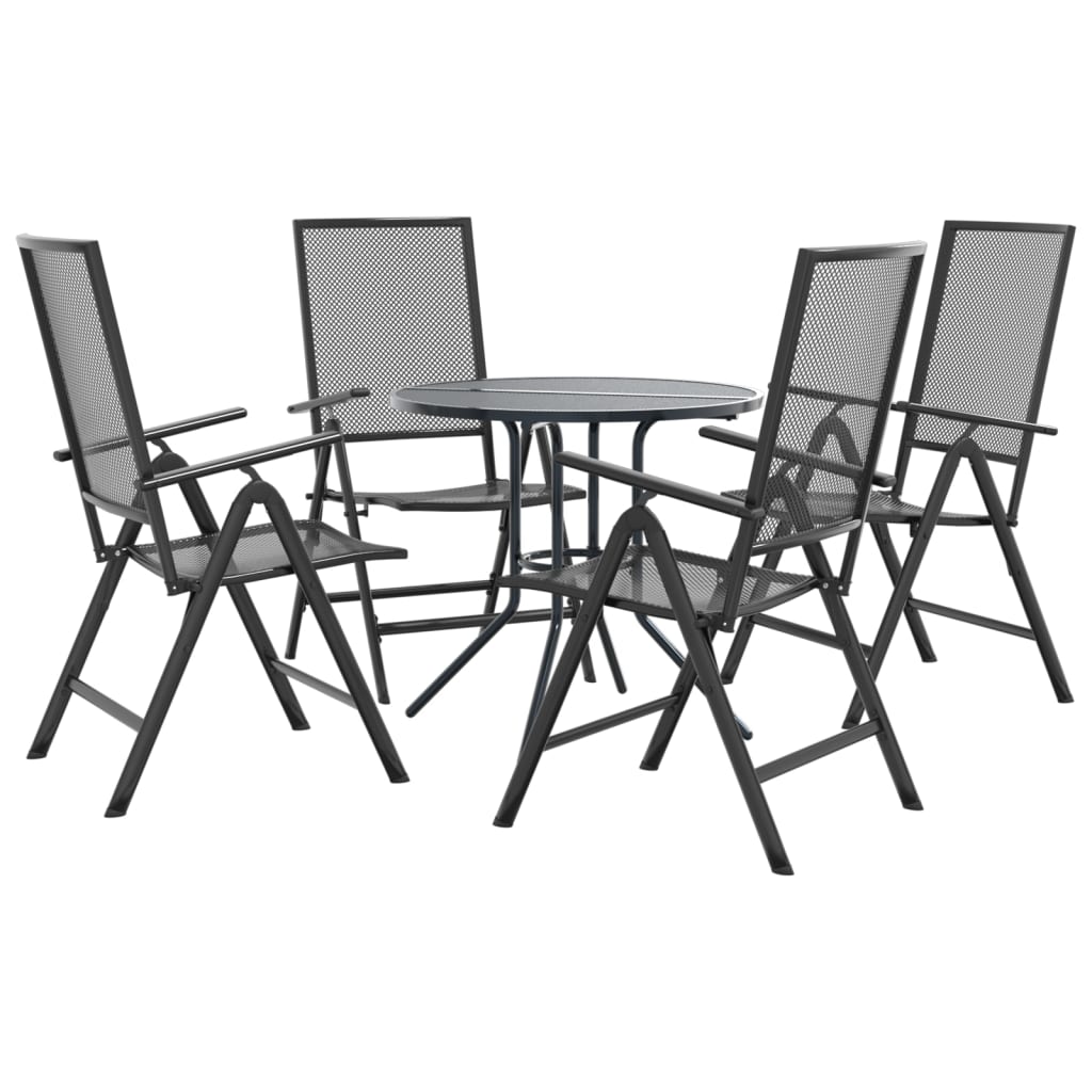 Set of 5 folding garden chairs, anthracite, painted steel