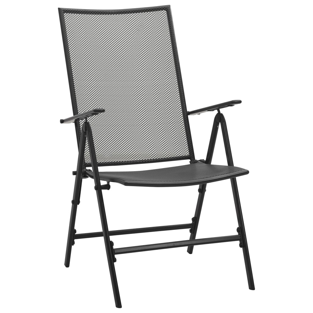 Set of 5 folding garden chairs, anthracite, painted steel