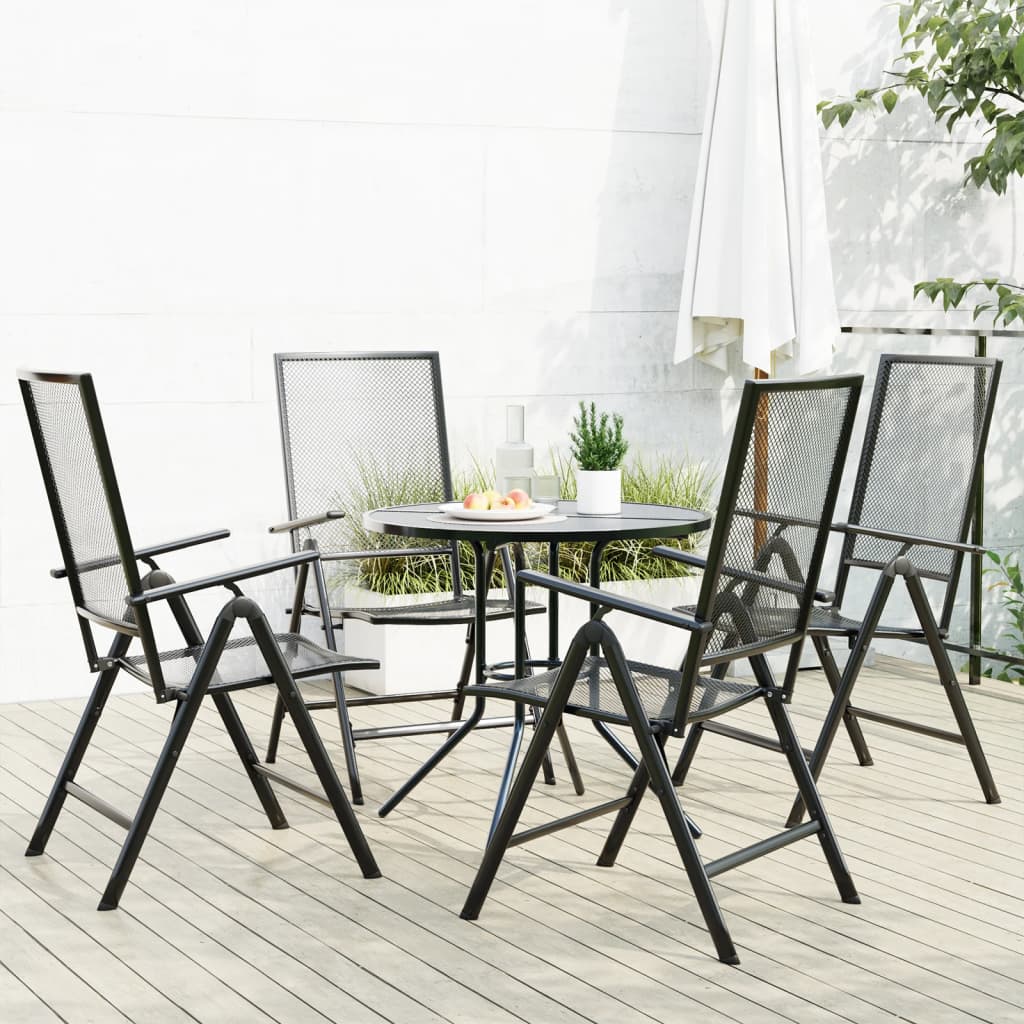 Set of 5 folding garden chairs, anthracite, painted steel