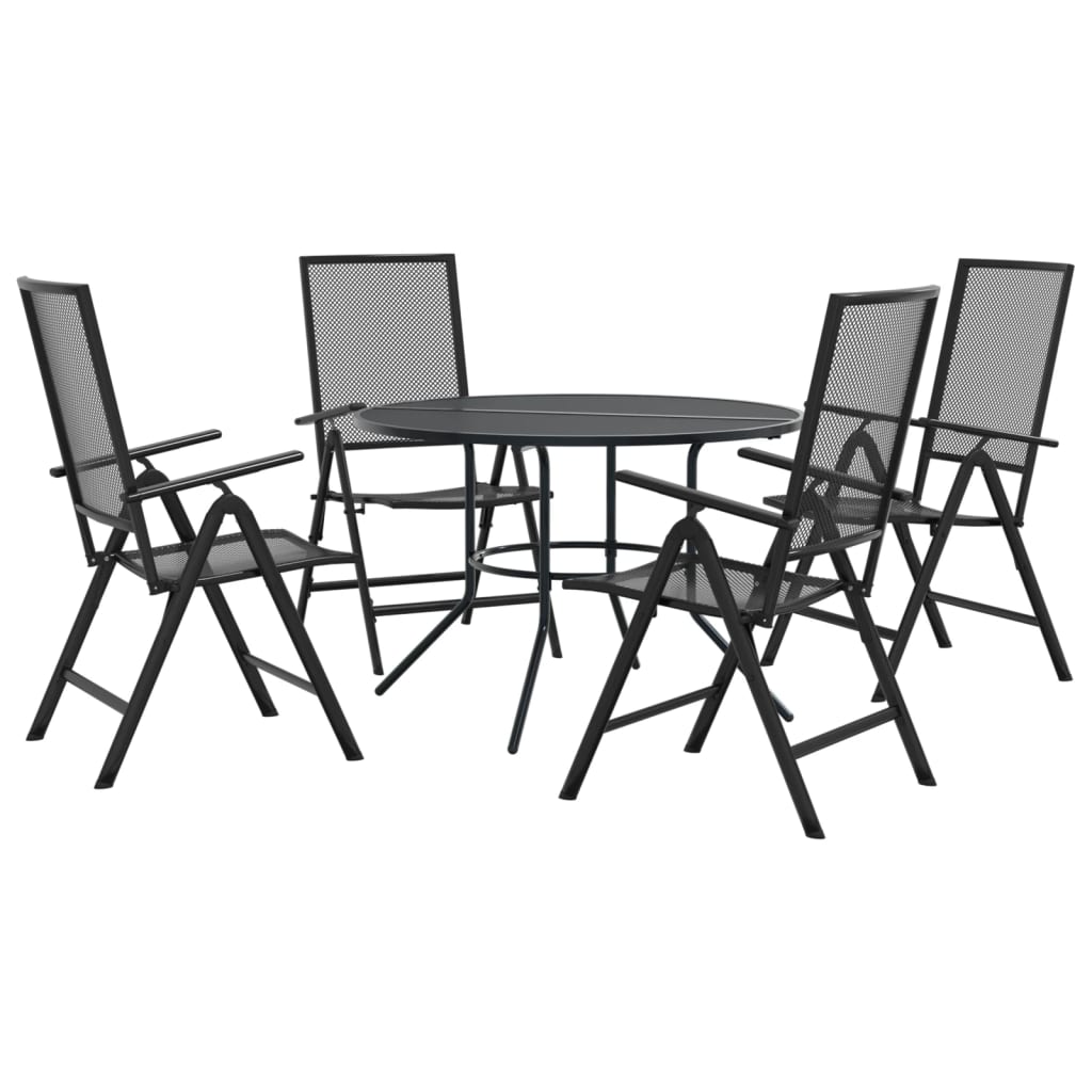 Set of 5 folding garden chairs, anthracite, painted steel