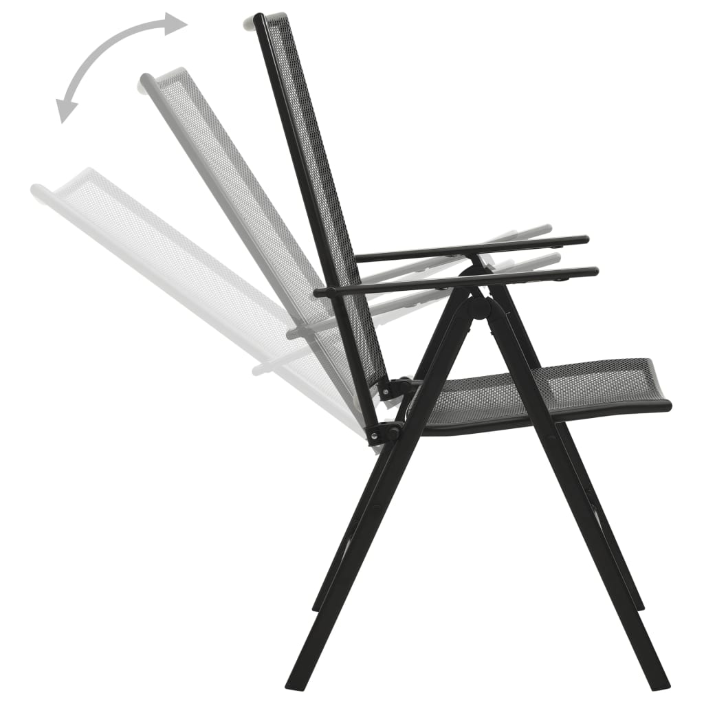 Set of 5 folding garden chairs, anthracite, painted steel