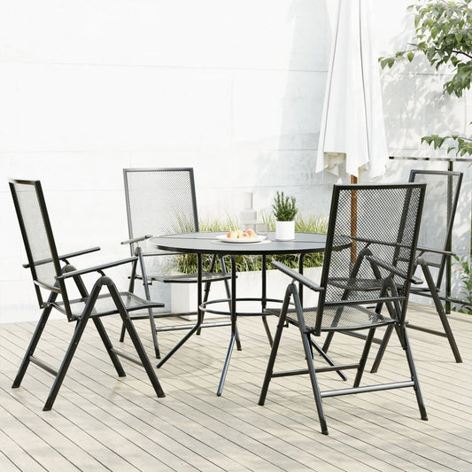 Set of 5 folding garden chairs, anthracite, painted steel