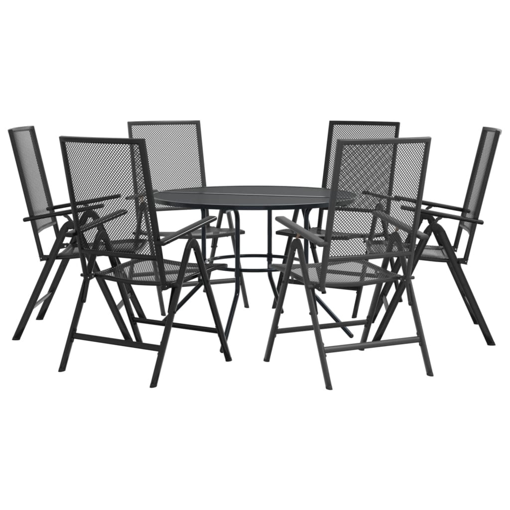 Set of 7 folding garden chairs, anthracite, painted steel