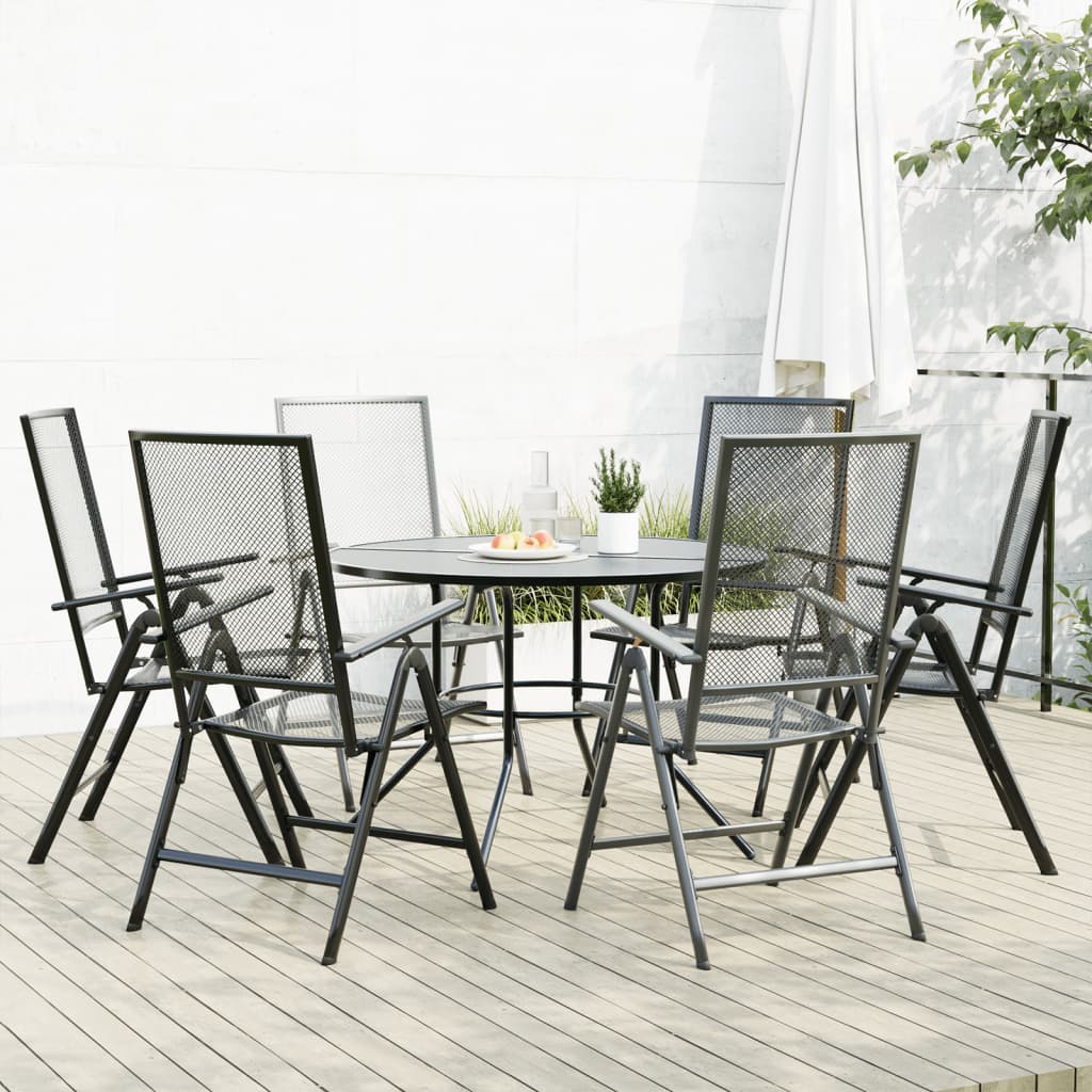 Set of 7 folding garden chairs, anthracite, painted steel