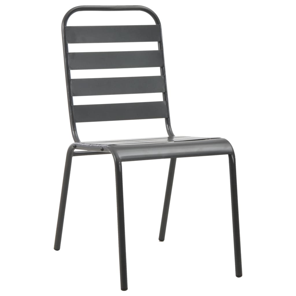 Stackable garden chair set, 3 pcs, anthracite, painted steel