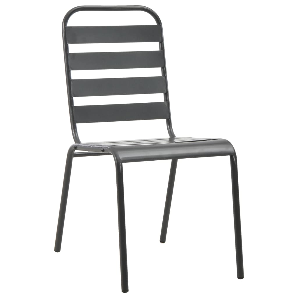 Stackable garden chair set, 5 pcs, anthracite, painted steel