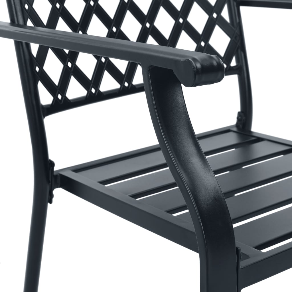 Stackable garden chair set, 3 pcs, anthracite, painted steel