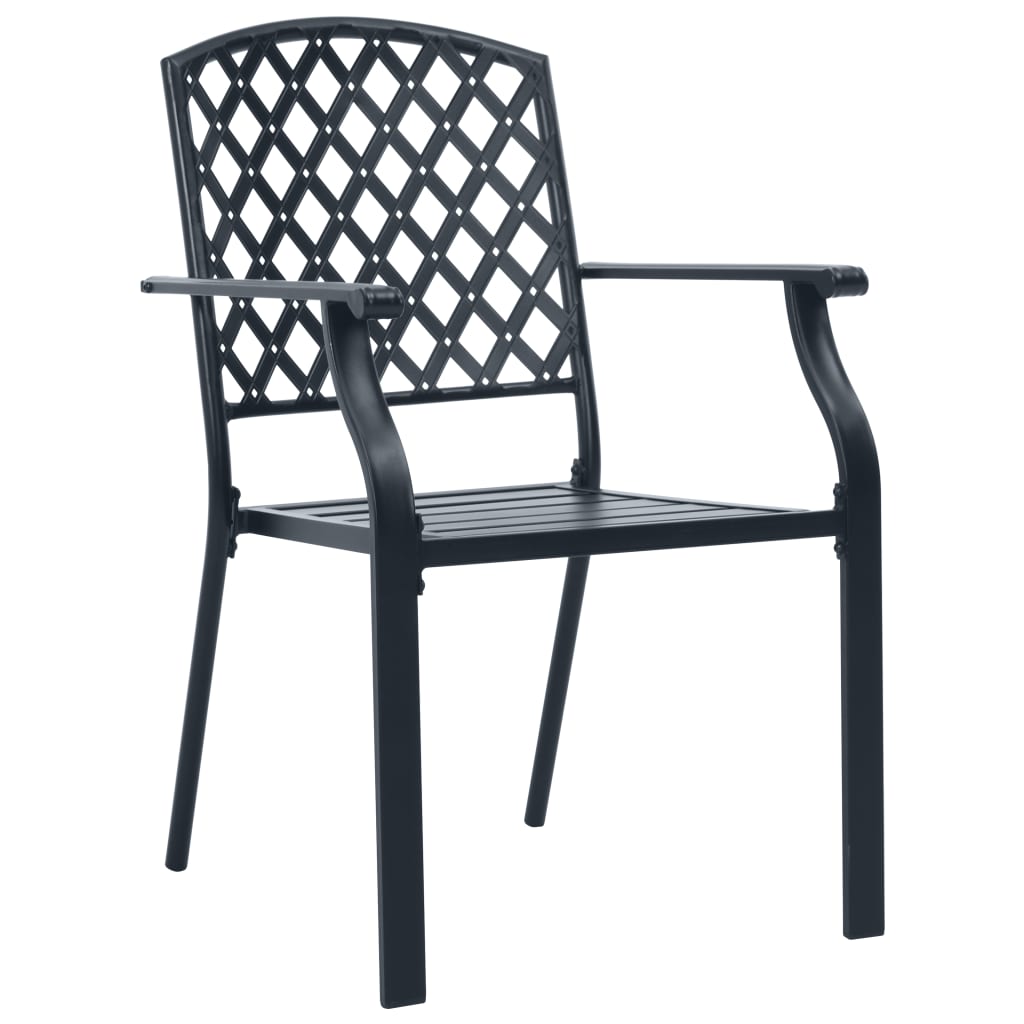 Stackable garden chair set, 5 pcs, anthracite, painted steel