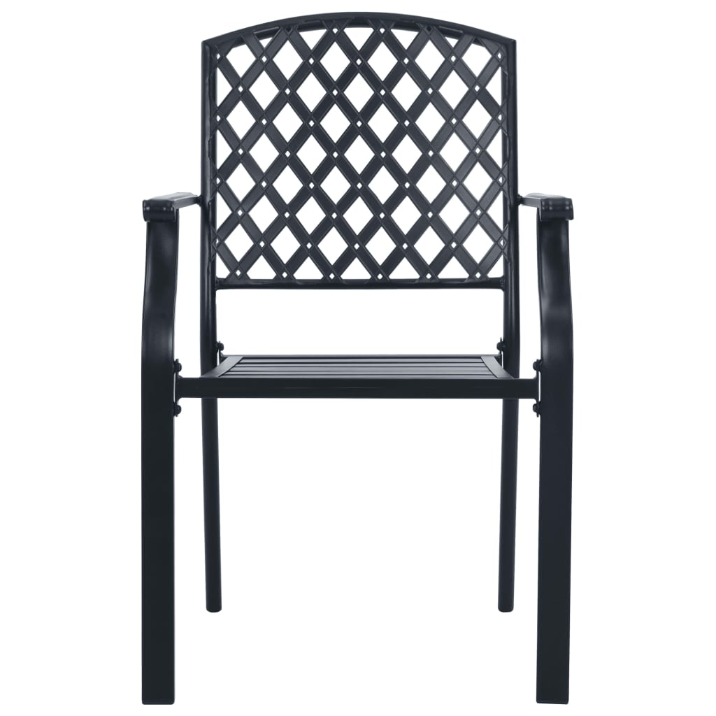 Stackable garden chair set, 5 pcs, anthracite, painted steel