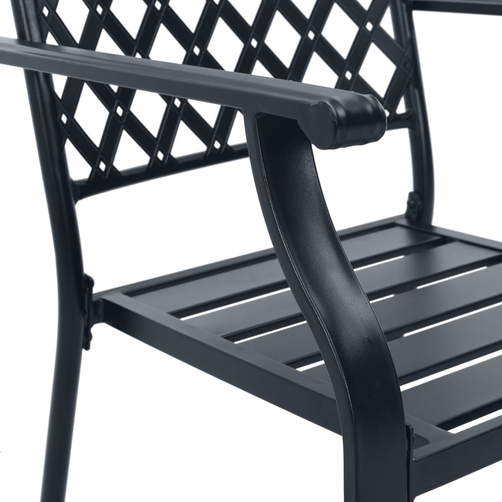 Stackable garden chair set, 5 pcs, anthracite, painted steel