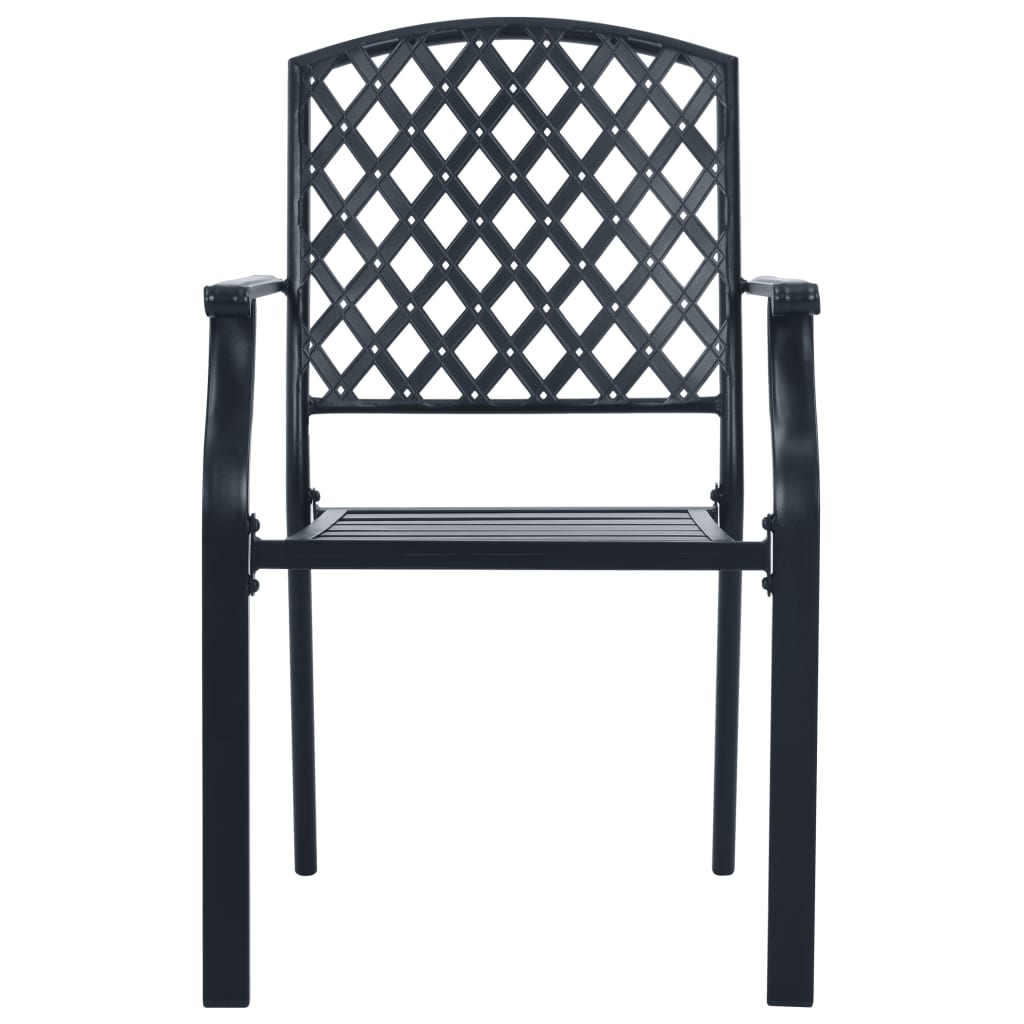 Stackable garden chair set, 7 pcs, anthracite, painted steel