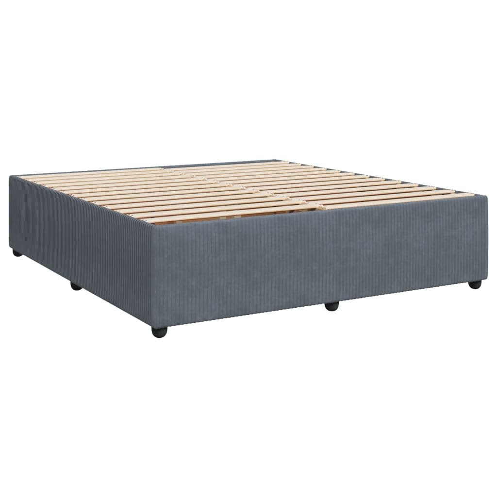 Pat box spring cu saltea, gri închis, 180x200 cm, catifea