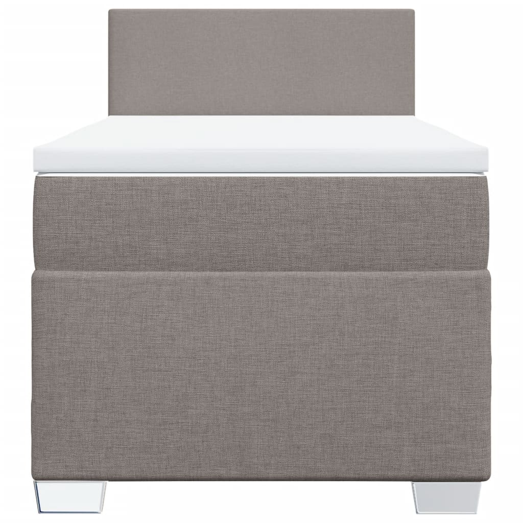 Pat box spring cu saltea, gri taupe, 80x200 cm, textil