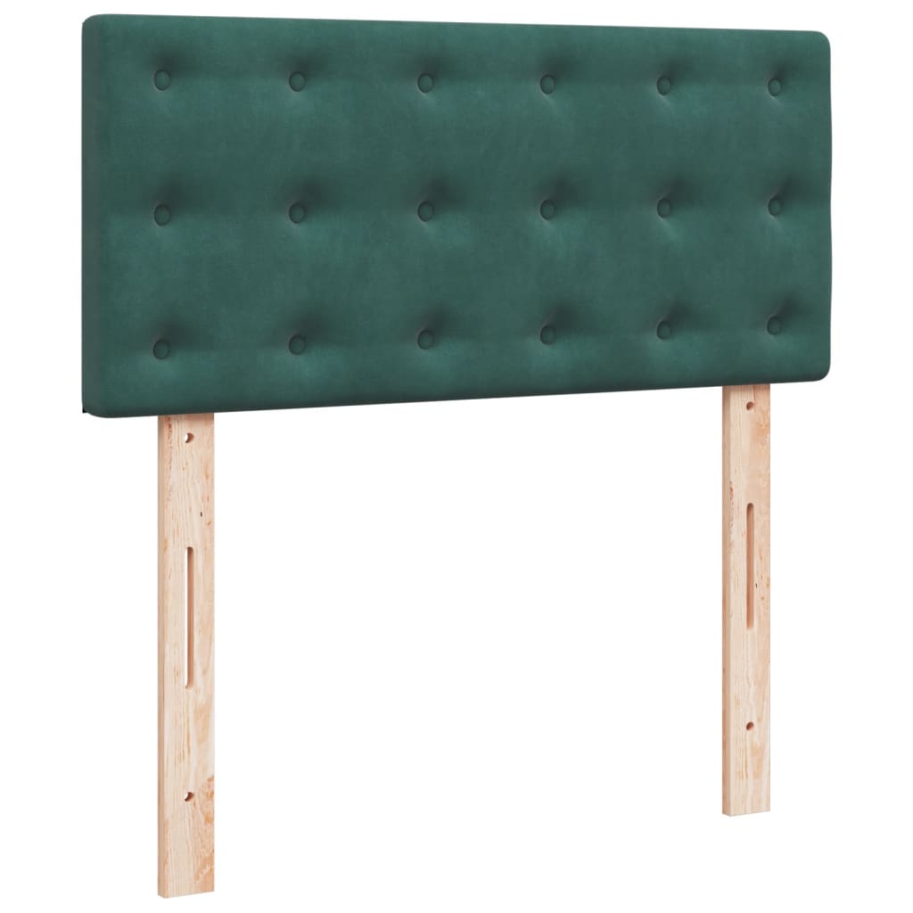 Pat box spring cu saltea, verde închis, 90x190 cm, catifea