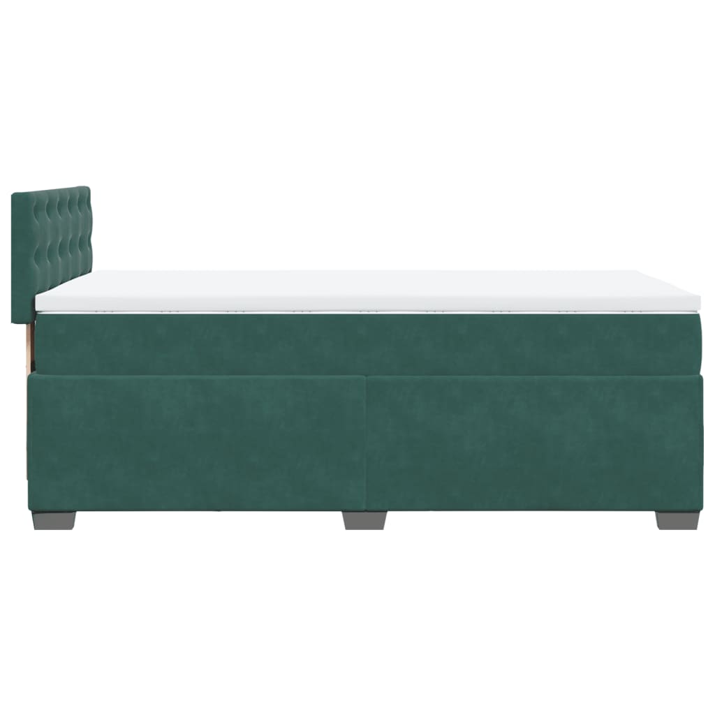 Pat box spring cu saltea, verde închis, 90x190 cm, catifea