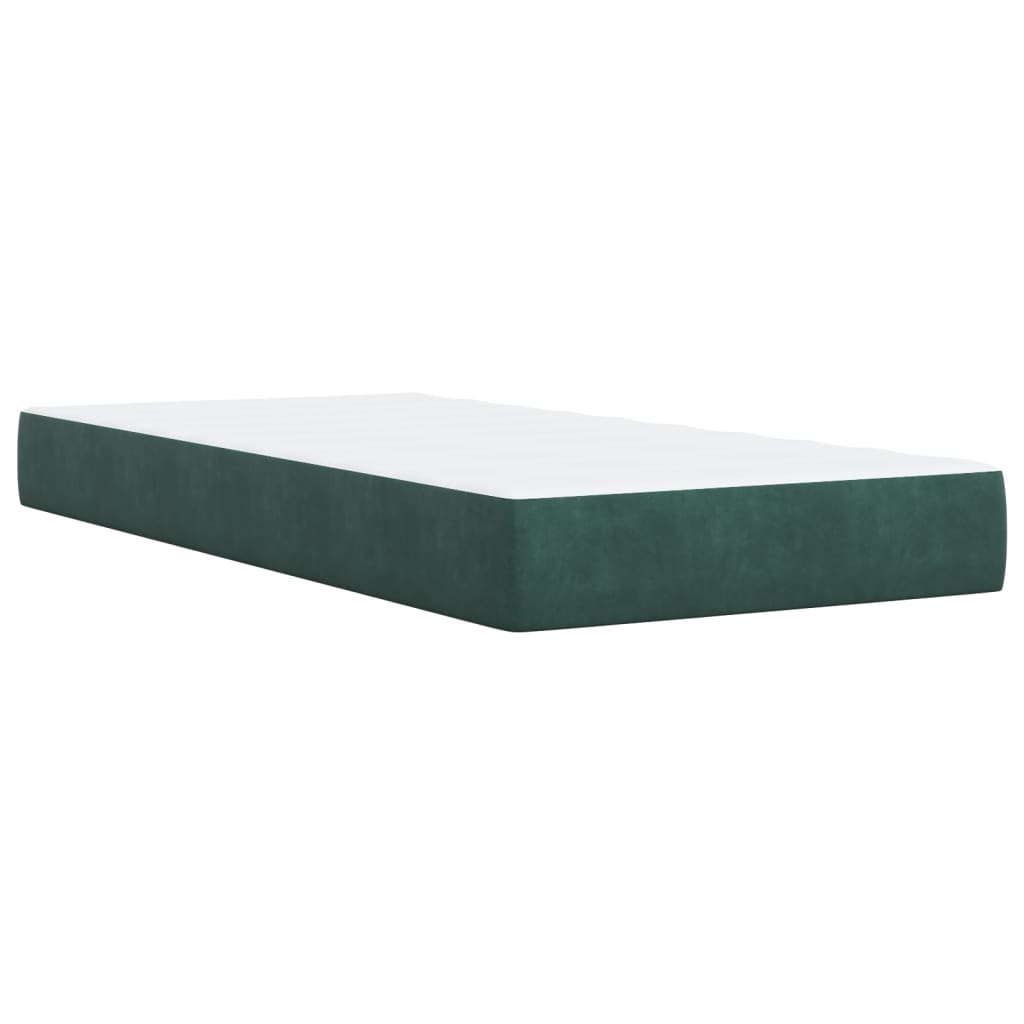 Pat box spring cu saltea, verde închis, 90x190 cm, catifea