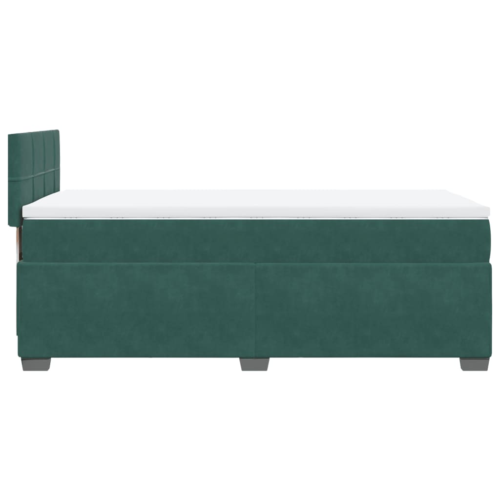 Pat box spring cu saltea, verde închis, 90x190 cm, catifea