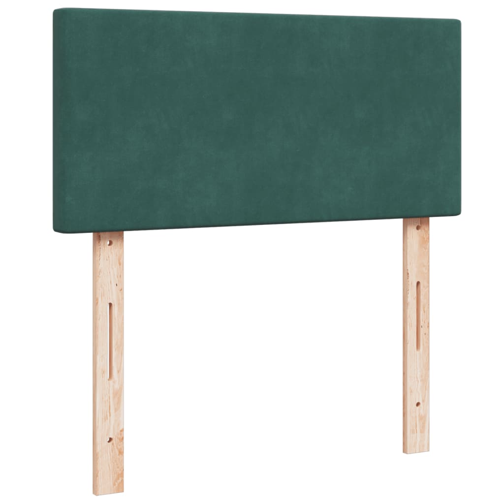 Pat box spring cu saltea, verde închis, 90x200 cm, catifea