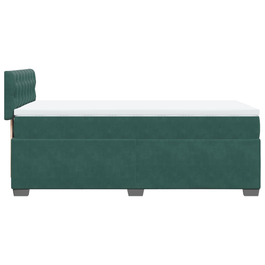 Pat box spring cu saltea, verde închis, 90x200 cm, catifea