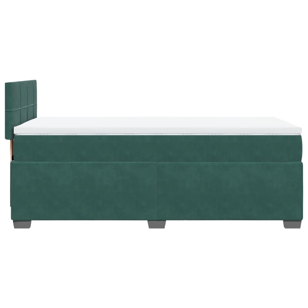 Pat box spring cu saltea, verde închis, 90x200 cm, catifea