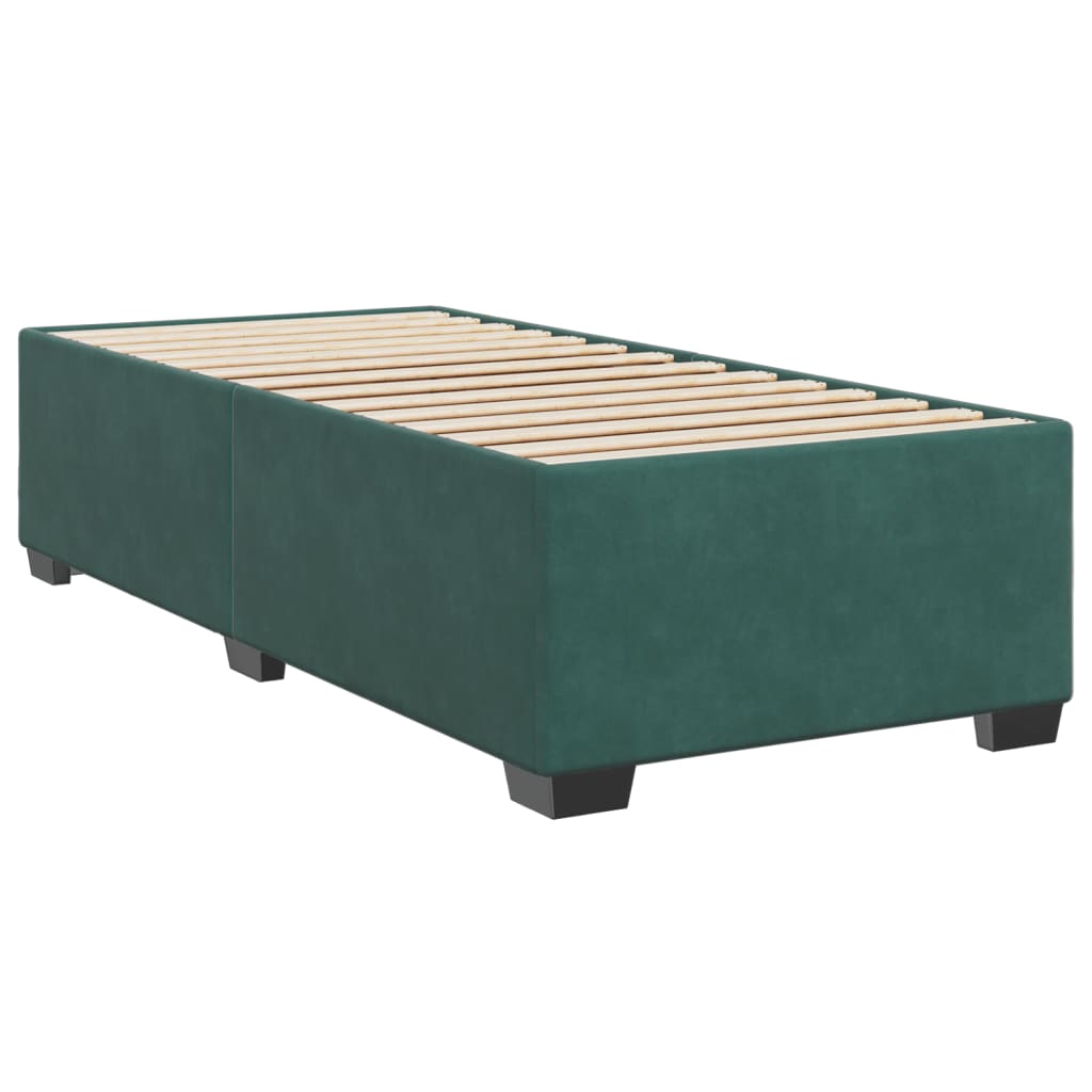 Pat box spring cu saltea, verde închis, 100x200 cm, catifea