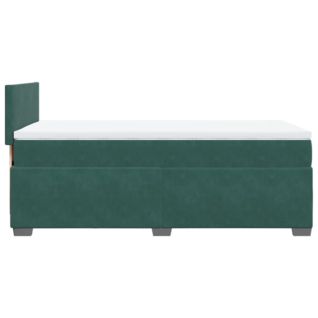 Pat box spring cu saltea, verde închis, 100x200 cm, catifea