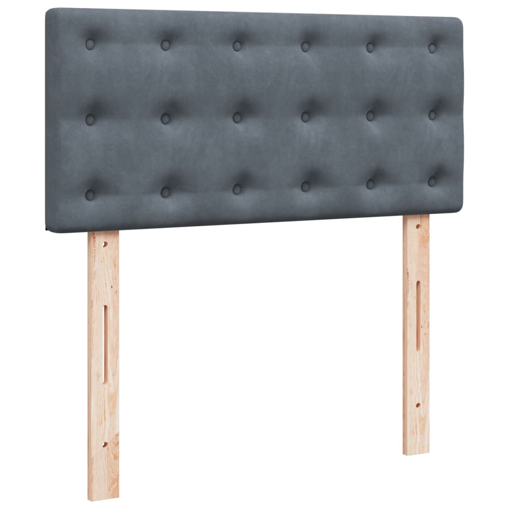 Pat box spring cu saltea, gri închis, 100x200 cm, catifea