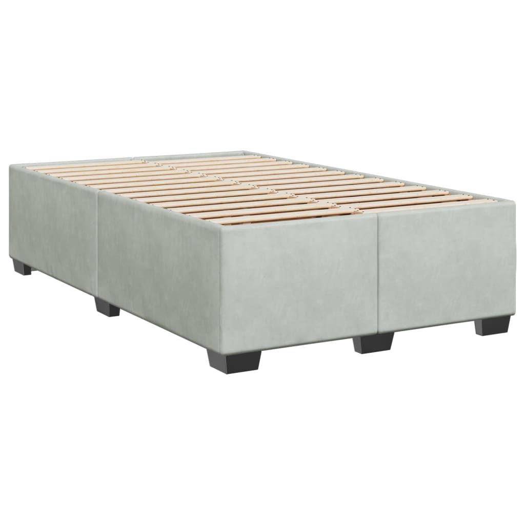 Pat box spring cu saltea, gri deschis, 120x190 cm, catifea