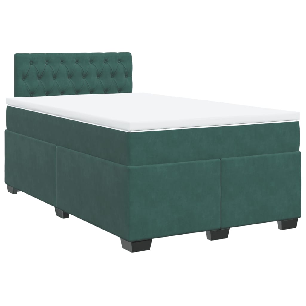 Pat box spring cu saltea, verde închis, 120x190 cm, catifea