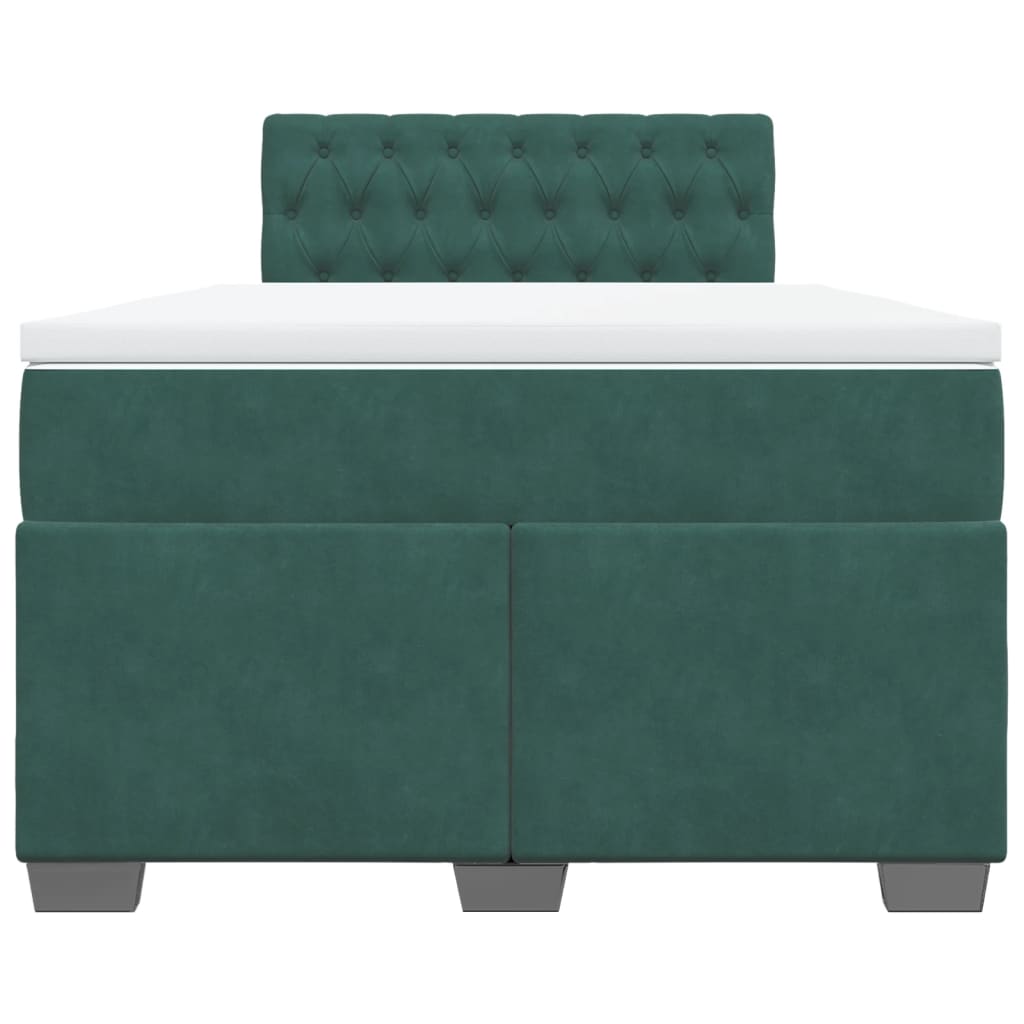 Pat box spring cu saltea, verde închis, 120x190 cm, catifea