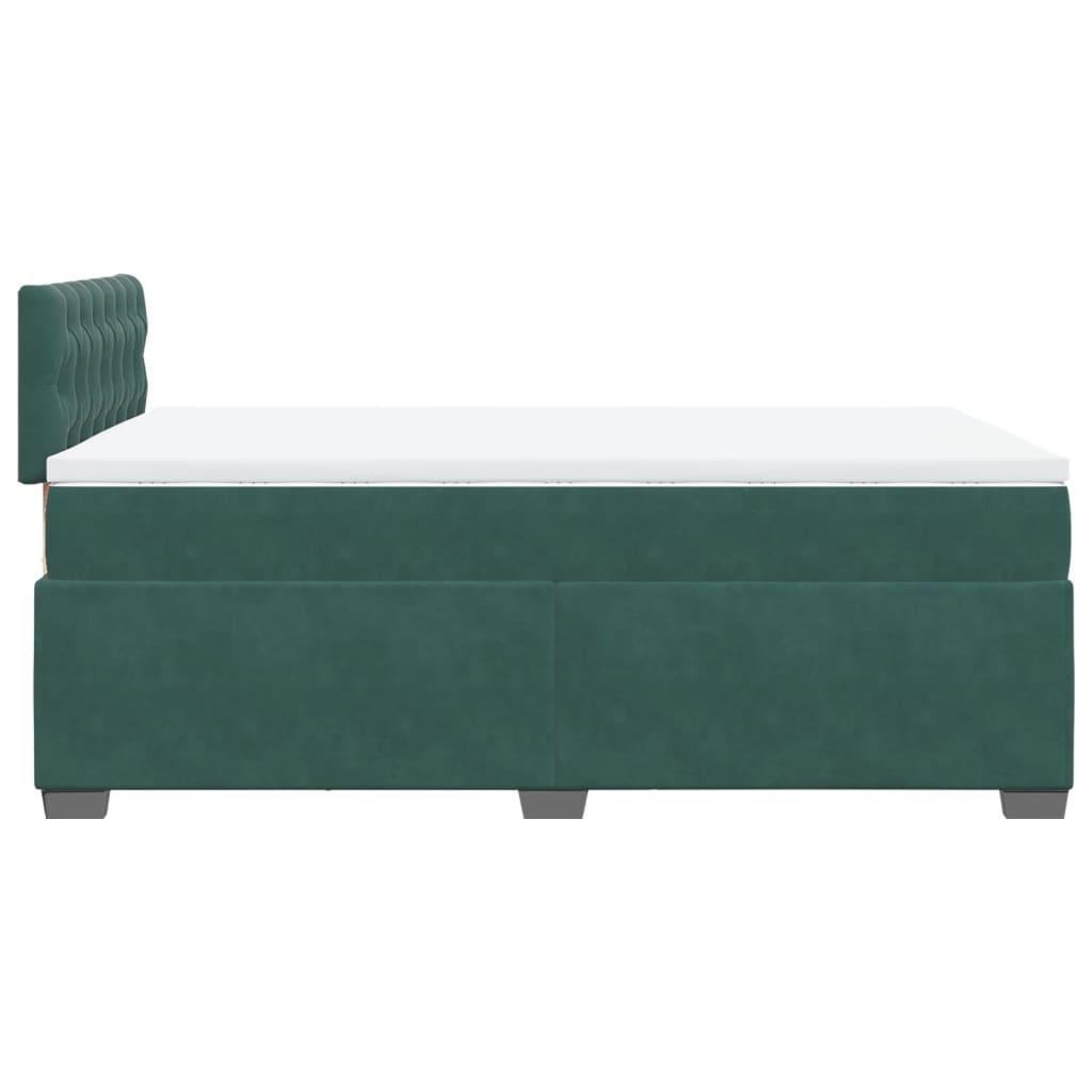 Pat box spring cu saltea, verde închis, 120x190 cm, catifea