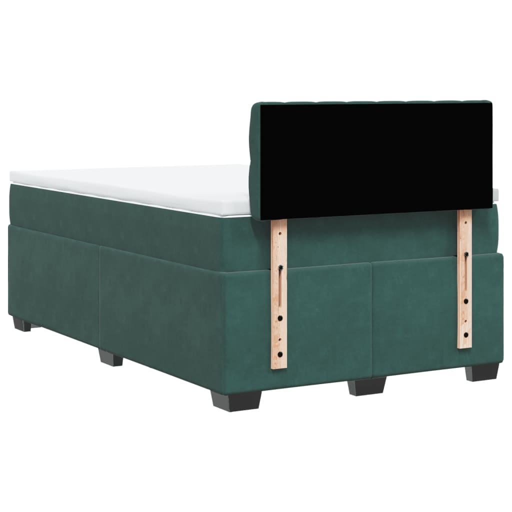 Pat box spring cu saltea, verde închis, 120x190 cm, catifea