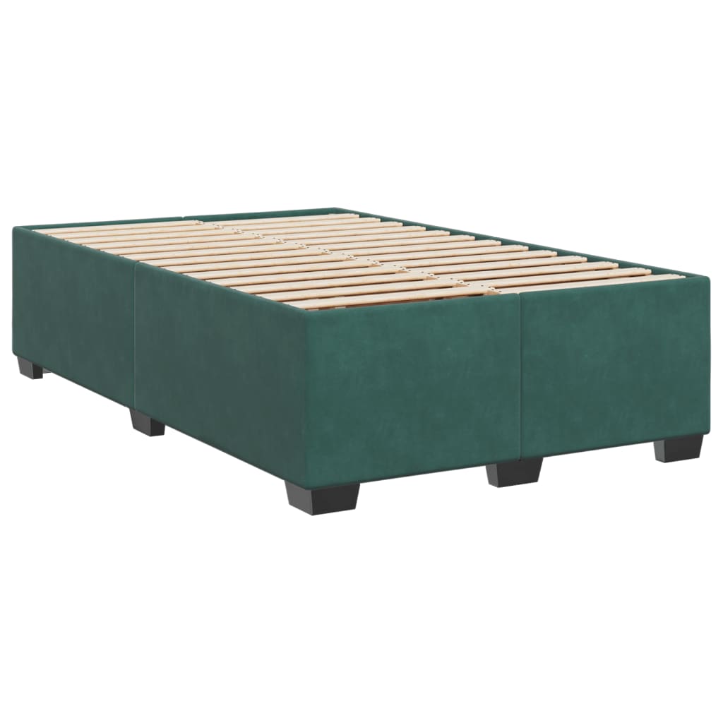 Pat box spring cu saltea, verde închis, 120x200 cm, catifea