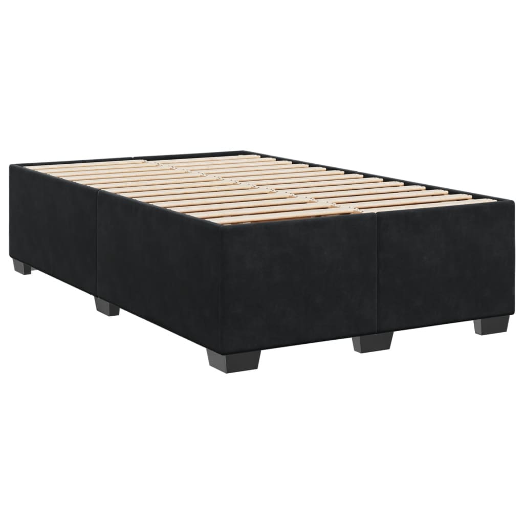 Pat box spring cu saltea, negru, 120x200 cm, catifea