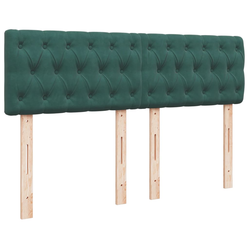 Pat box spring cu saltea, verde închis, 140x190 cm, catifea