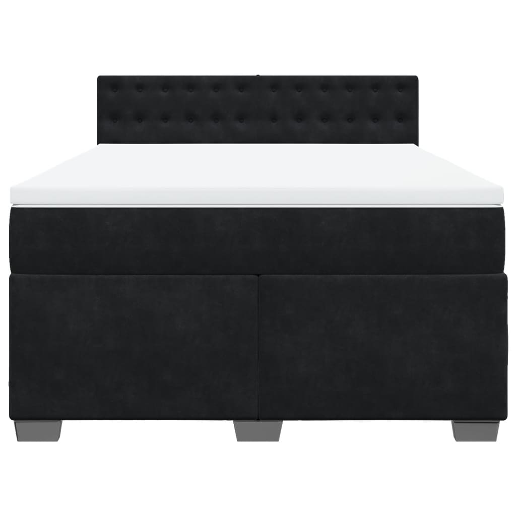 Pat box spring cu saltea, negru, 140x190 cm, catifea