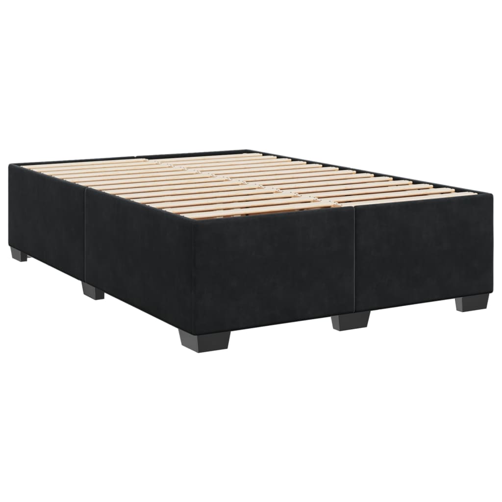 Pat box spring cu saltea, negru, 140x190 cm, catifea