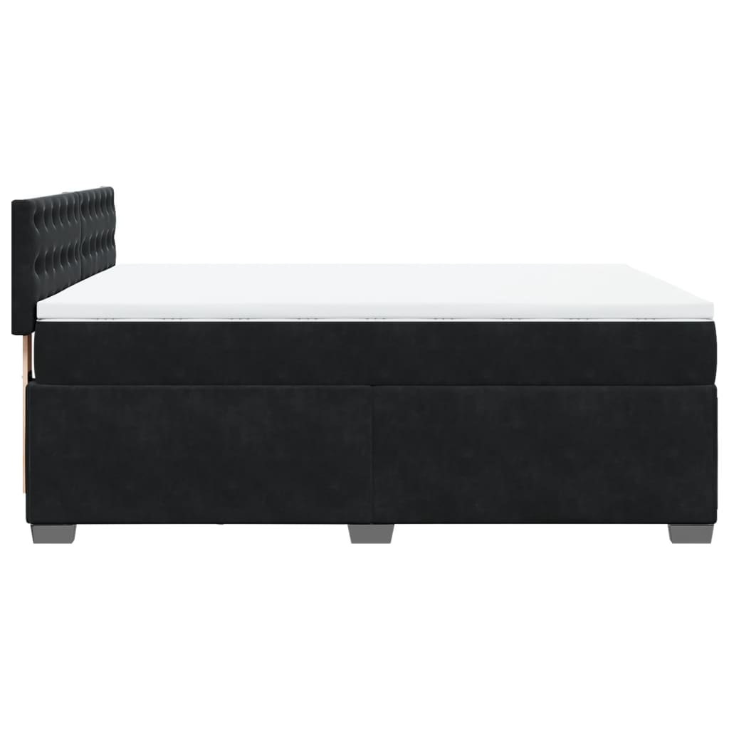 Pat box spring cu saltea, negru, 140x190 cm, catifea