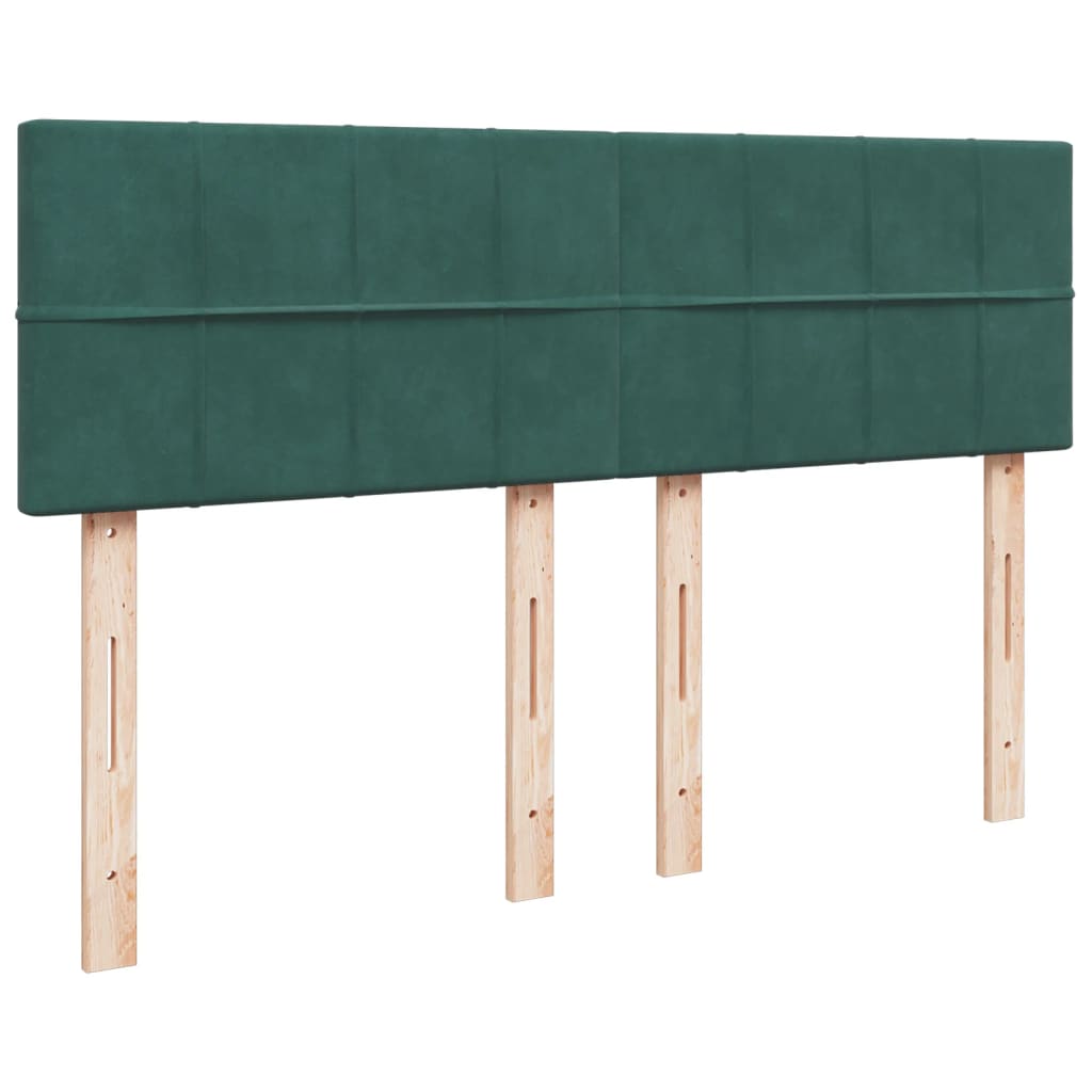 Pat box spring cu saltea, verde închis, 160x200 cm, catifea