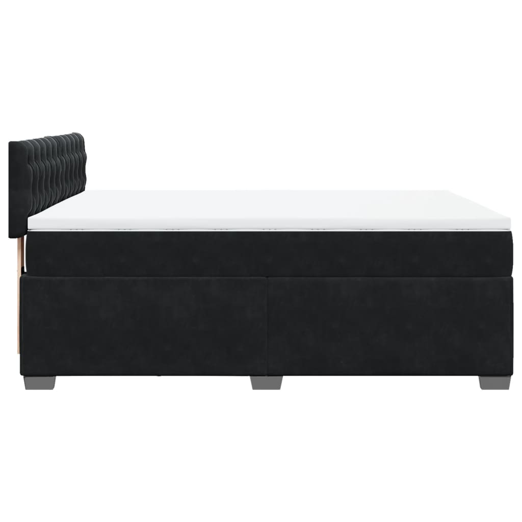 Pat box spring cu saltea, negru, 160x200 cm, catifea