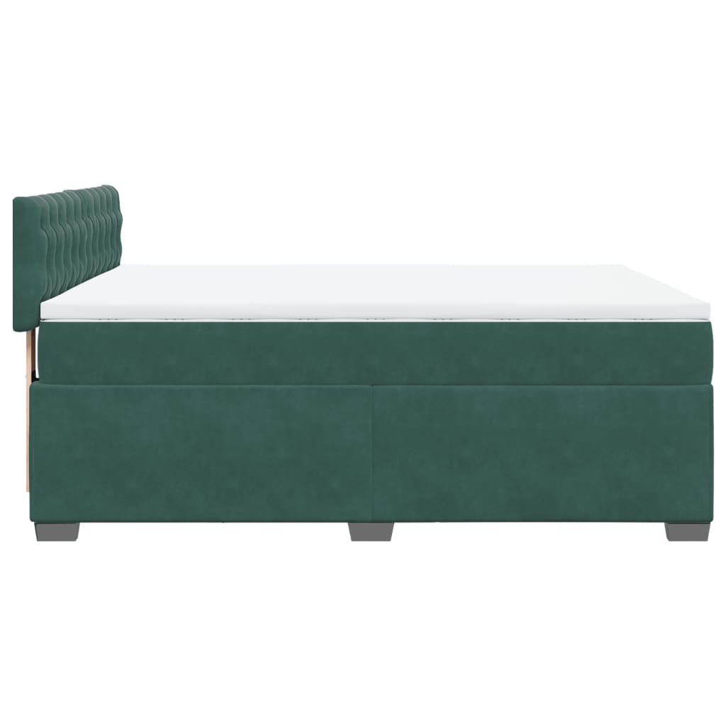 Pat box spring cu saltea, verde închis, 160x200 cm, catifea